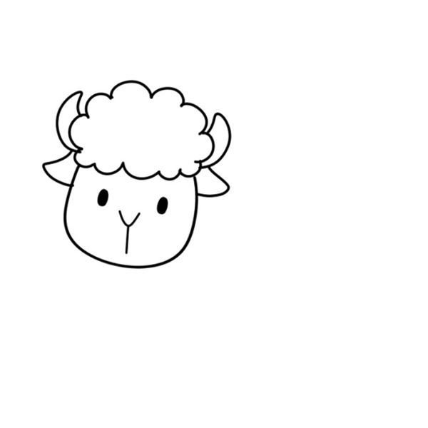 吃草的羊简笔画的画法3