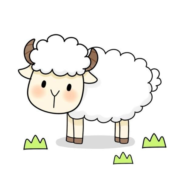 吃草的羊简笔画的画法6