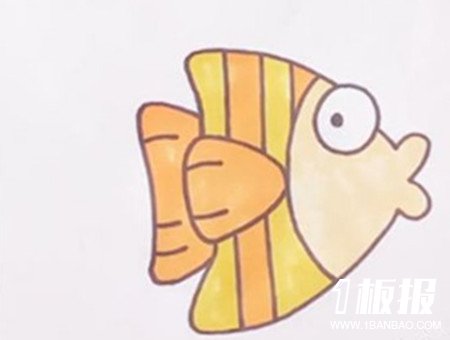 卡通热带鱼简笔画的画法4