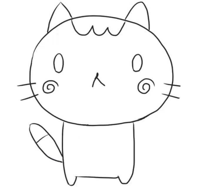 怎么画卡通猫咪简笔画步骤4