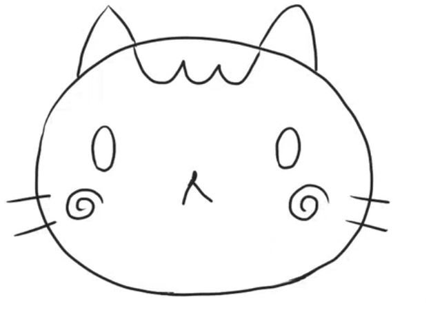 怎么画卡通猫咪简笔画步骤2