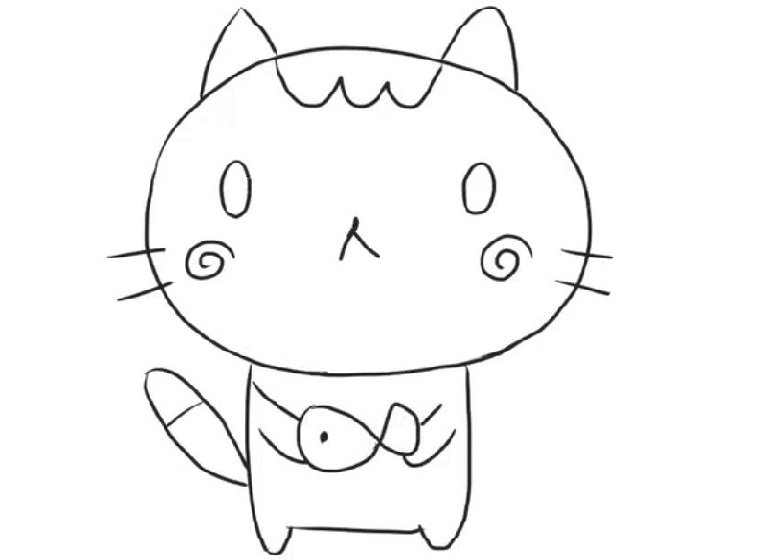 怎么画卡通猫咪简笔画步骤5