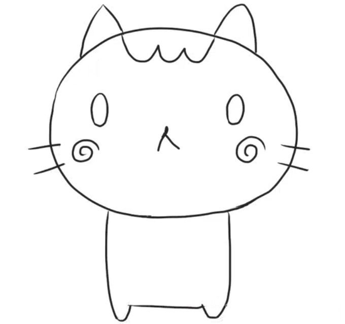 怎么画卡通猫咪简笔画步骤3