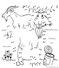 数字连线画：山羊吃草