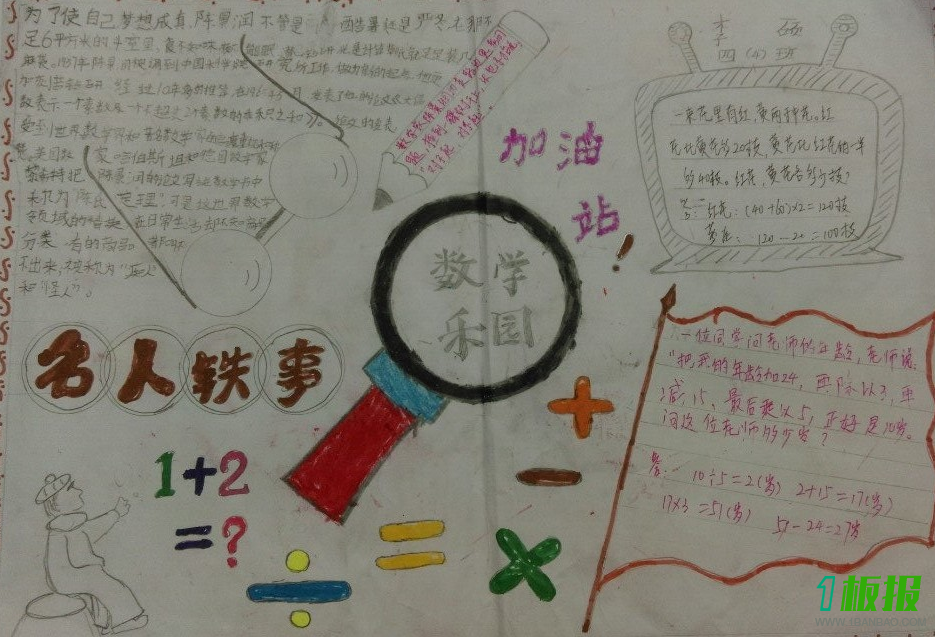 小学四年级数学手抄报内容1