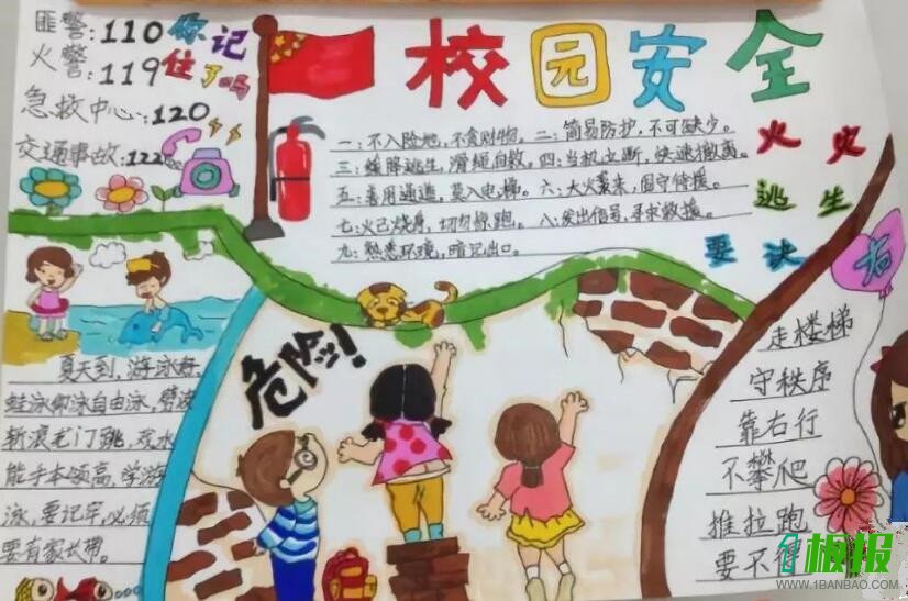 小学生校园安全知识手抄报图片3