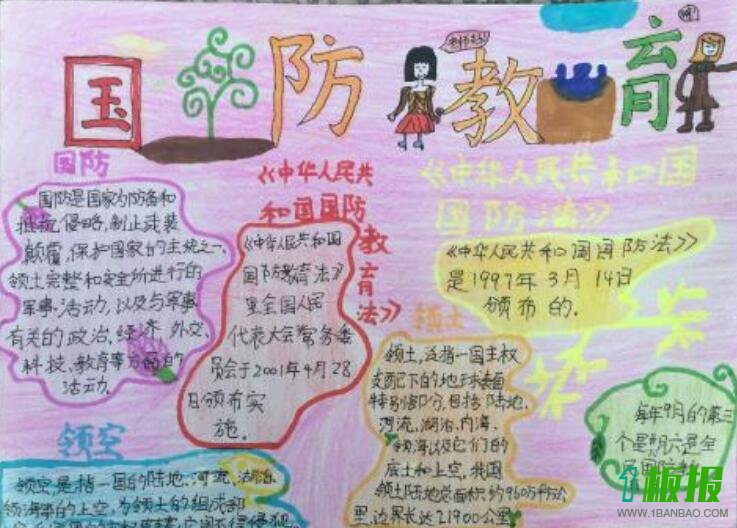 小学生全民国防教育日手抄报3