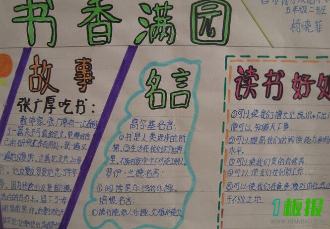 小学生书香手抄报简单又漂亮1